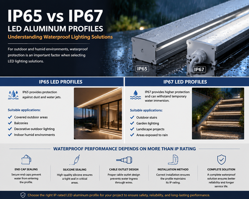 最新の企業ブログについて IP65 vs IP67 LEDアルミニウムプロファイル：防水照明ソリューションの理解