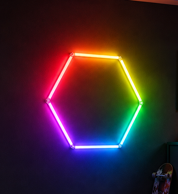 RGB LED 六角形ライト モジュラー天井照明システム ガレージ ジム ワークショップ オフィス用 連結可能 ハニカム LED 六角ライトパネル