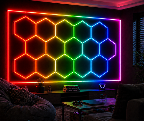 2026 新品 15Hexagon RGB リモコン ハニーコム LED 天井照明 24V IP20 ジム サロン ガレージ バー 雰囲気 CE ライト 準備