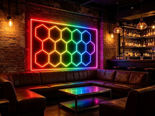 良い価格 2026 新品 15Hexagon RGB リモコン ハニーコム LED 天井照明 24V IP20 ジム サロン ガレージ バー 雰囲気 CE ライト 準備 オンライン