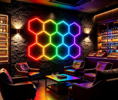 良い価格 RGB LED ヘクサゴナルライト モジュラルのハニーキャブパネル ギャラージジム ワークショップとオフィスに適したスタイリッシュな照明ソリューション オンライン