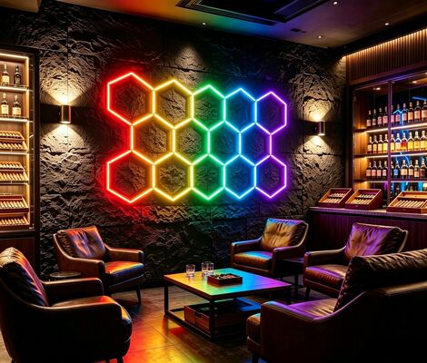 RGB LED 六角形ライト モジュラーハニカムシーリングパネルシステム (ガレージ、ジム、ワークショップ、オフィスでの柔軟な照明用)